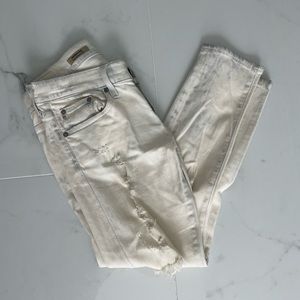 AG White Relaxed Nikki Skinny Crop Jeans